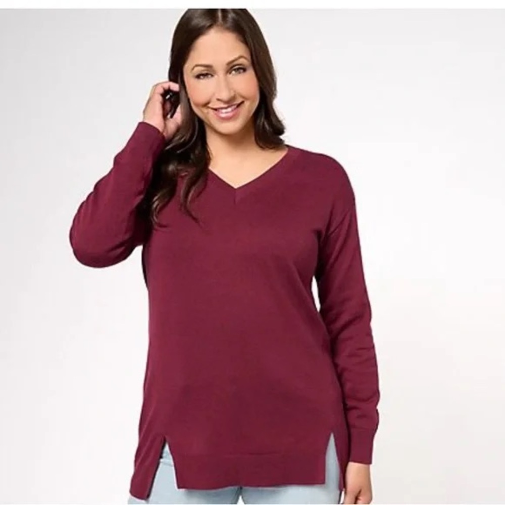 GIRL WITH CURVES V-Neck Long Sleeve Sweater A608828